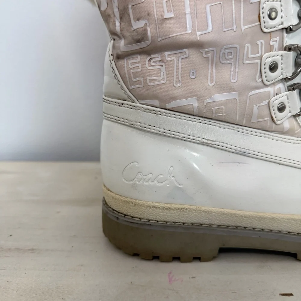 Coach Leanora White Winter Boots